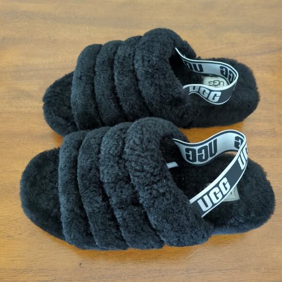 UGG Fluff Yeah Slides slippers Black  size 6 - Picture 3 of 6
